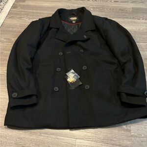 Guide Gear Black Wool Peacoat Black Double Breasted Quilted Jacket Size XXL NWT